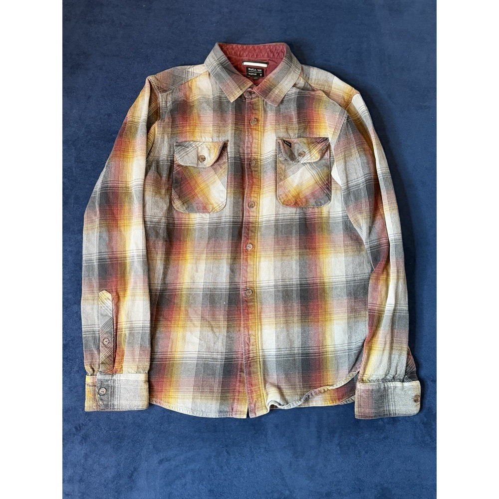 RVCA Plaid Flannel 100% Heavy Cotton Shirt Adult Sz M Multicolor